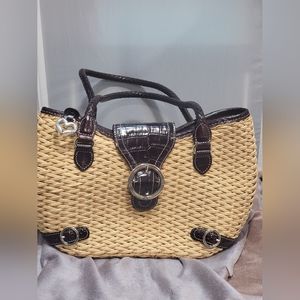 Brighton Shoulder Handbag/Purse/Leather & Straw
